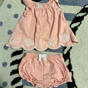 C&C California Pink Embroidered Top & Bloomers Set